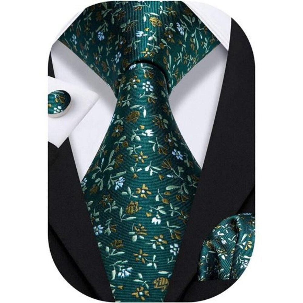 Polka dot silk tie set for men with cufflinks pocket square formal necktie